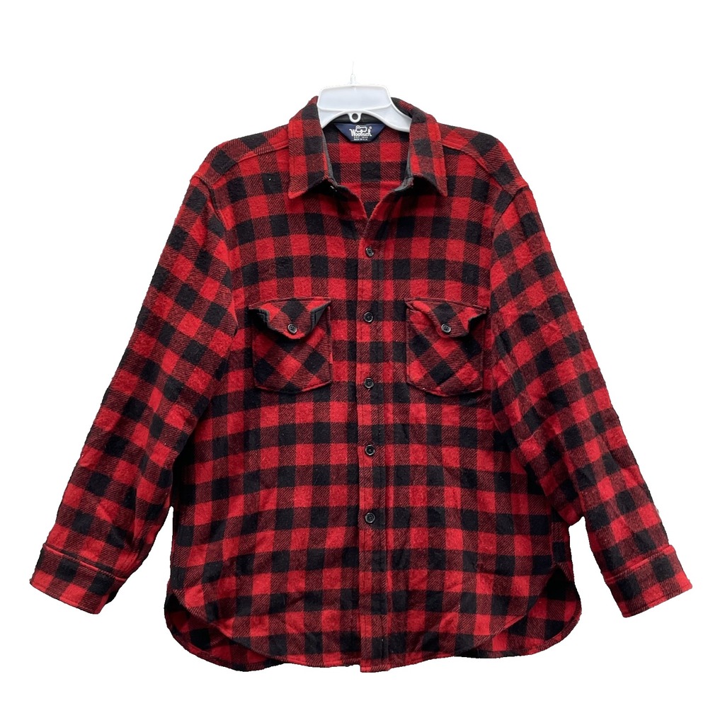 VTG Woolrich Blend Flannel Shirt Mens Large Buffalo Plaid Gorpcore Hunt Camp USA